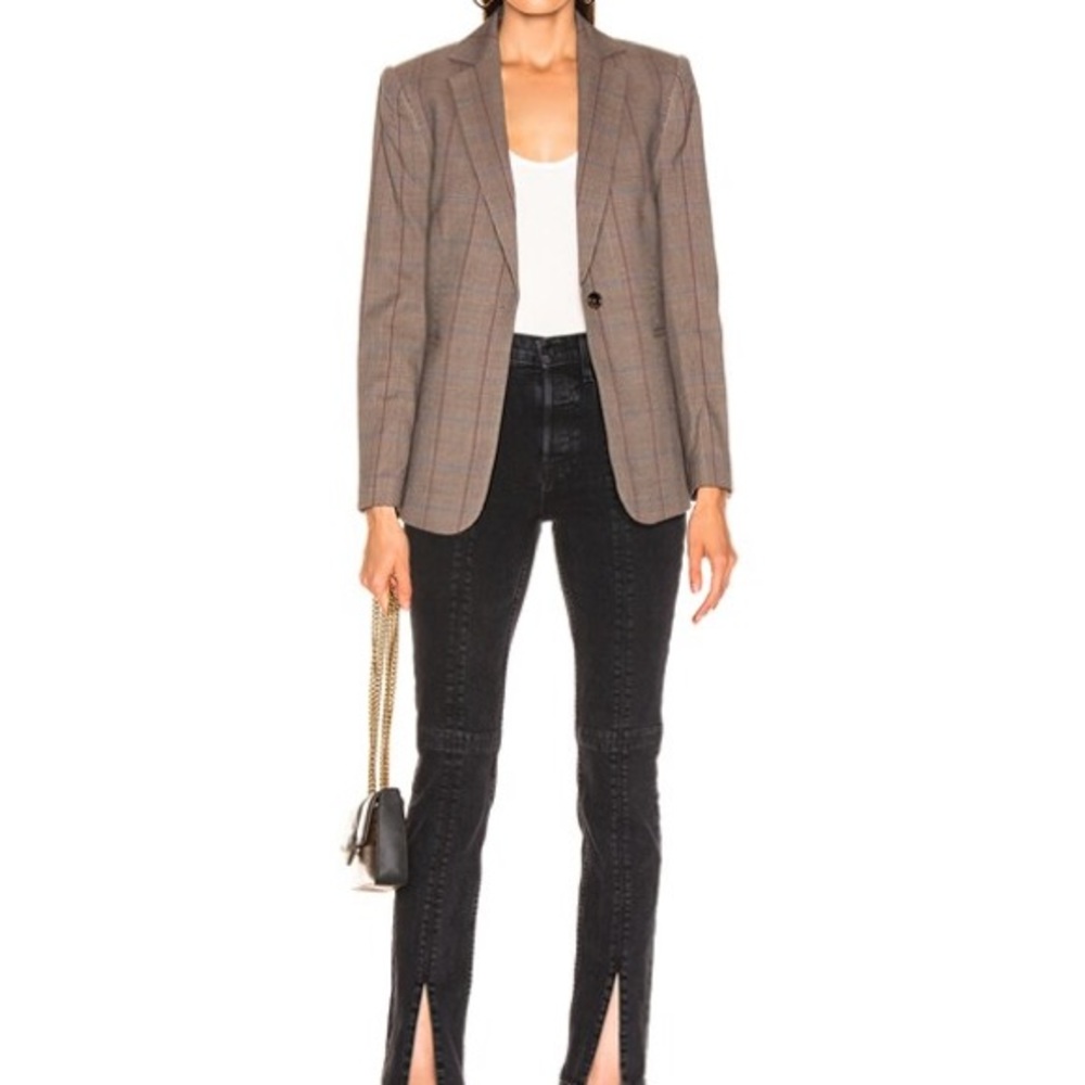 FRAME Classic Single Blazer in Brown plaid print - like new!